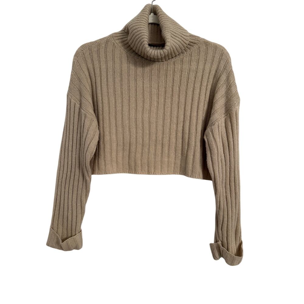 Forever 21 Women's Small Turtle Neck Cropped Sweater 90's Y2K Fall Neutral